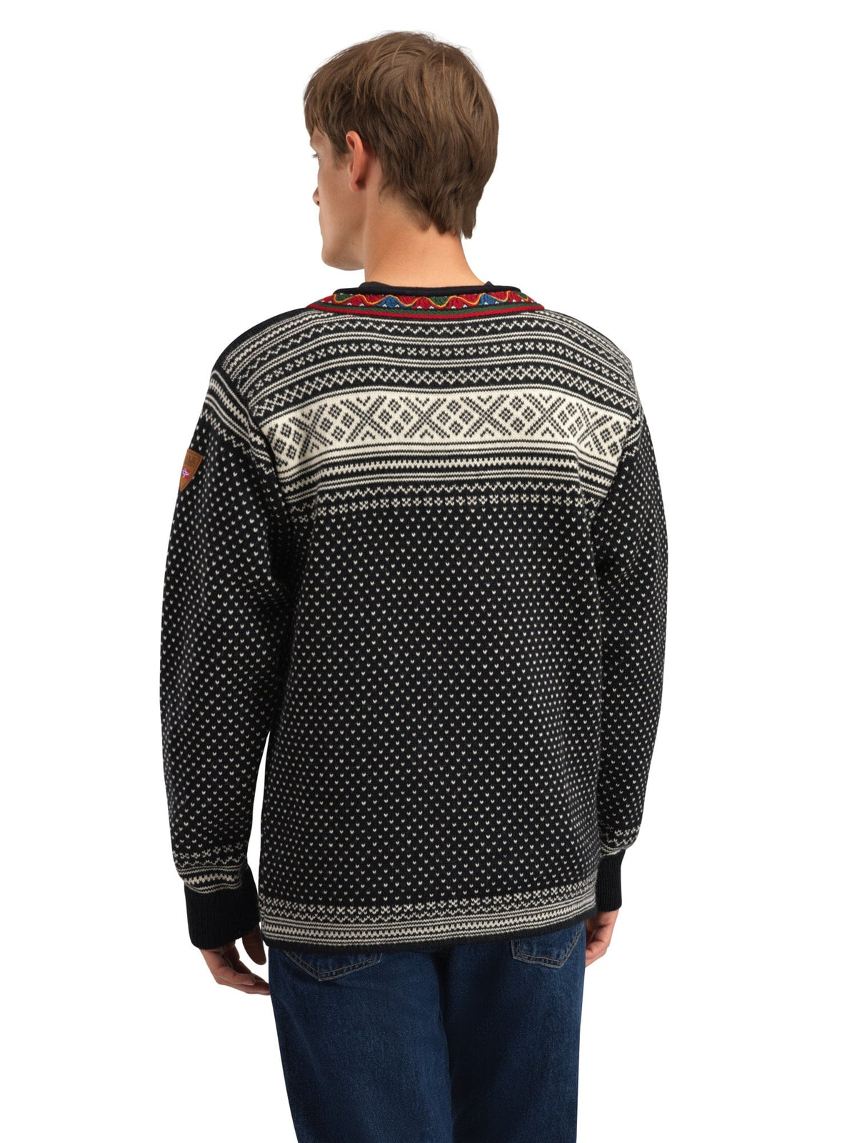 Setesdal Unisex Sweater - Norwegian Wool BLACK OFFWHITE