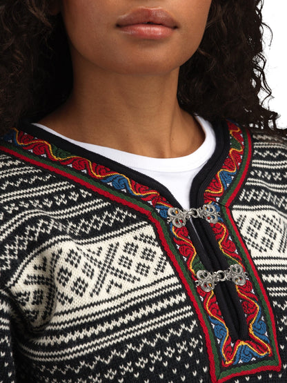 Setesdal Unisex Sweater - Norwegian Wool BLACK OFFWHITE